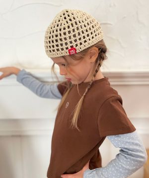 도트 러브 레이어드 티셔츠_브라운