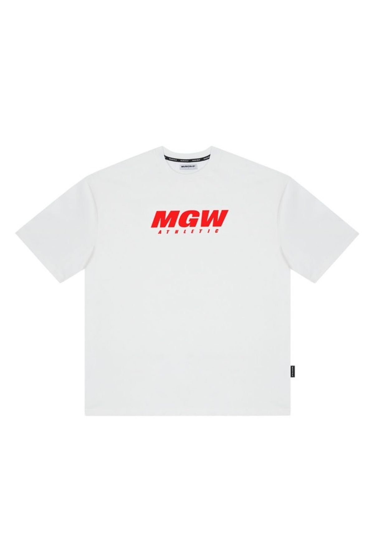 머스콜로(MUSCOLO) [MGW] CP 세미오버핏 반팔 티셔츠 화이트 레드