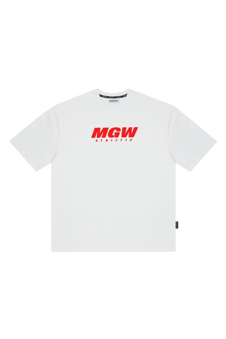 [MGW] CP 세미오버핏 반팔 티셔츠 화이트 레드