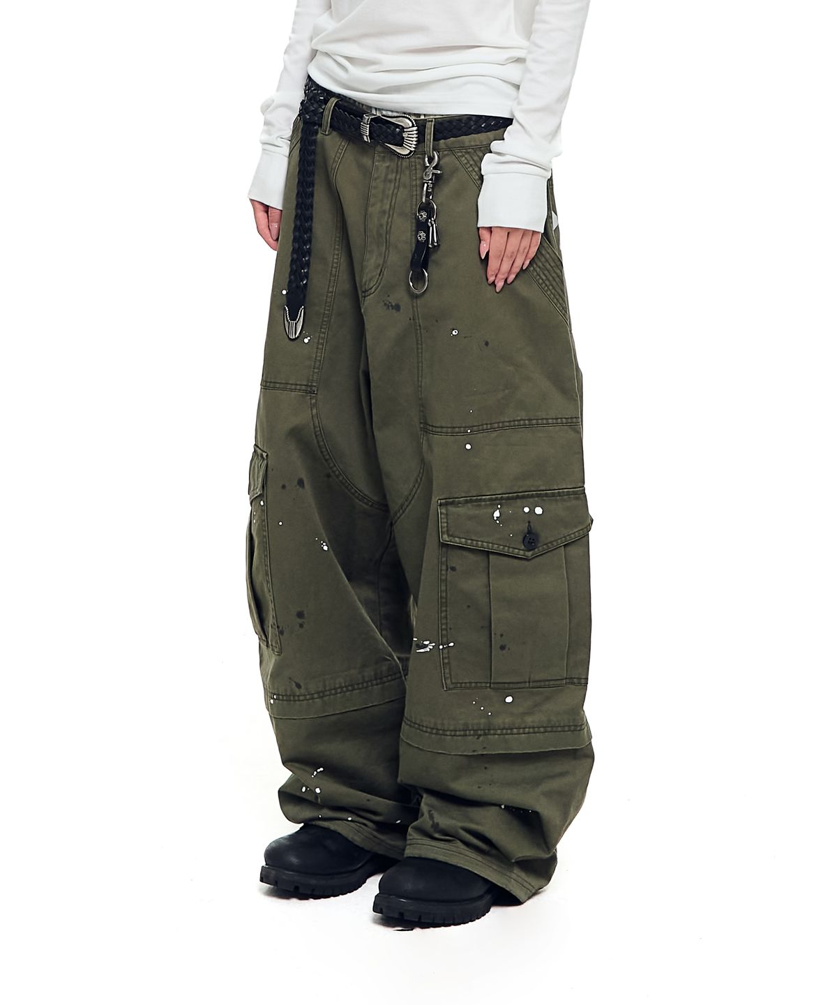 아캄(AAKAM) Painted Military Cargo Pants (Khaki)