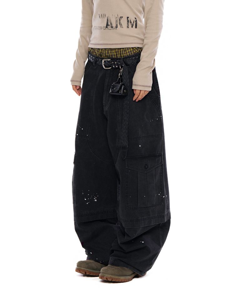 Painted Military Cargo Pants (Black)