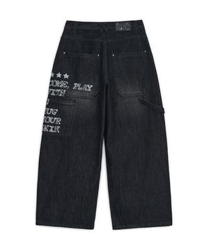 레터링 카펜터 데님 팬츠 (블랙 데님)