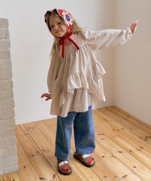 미니벨 도트 캉캉 블라우스