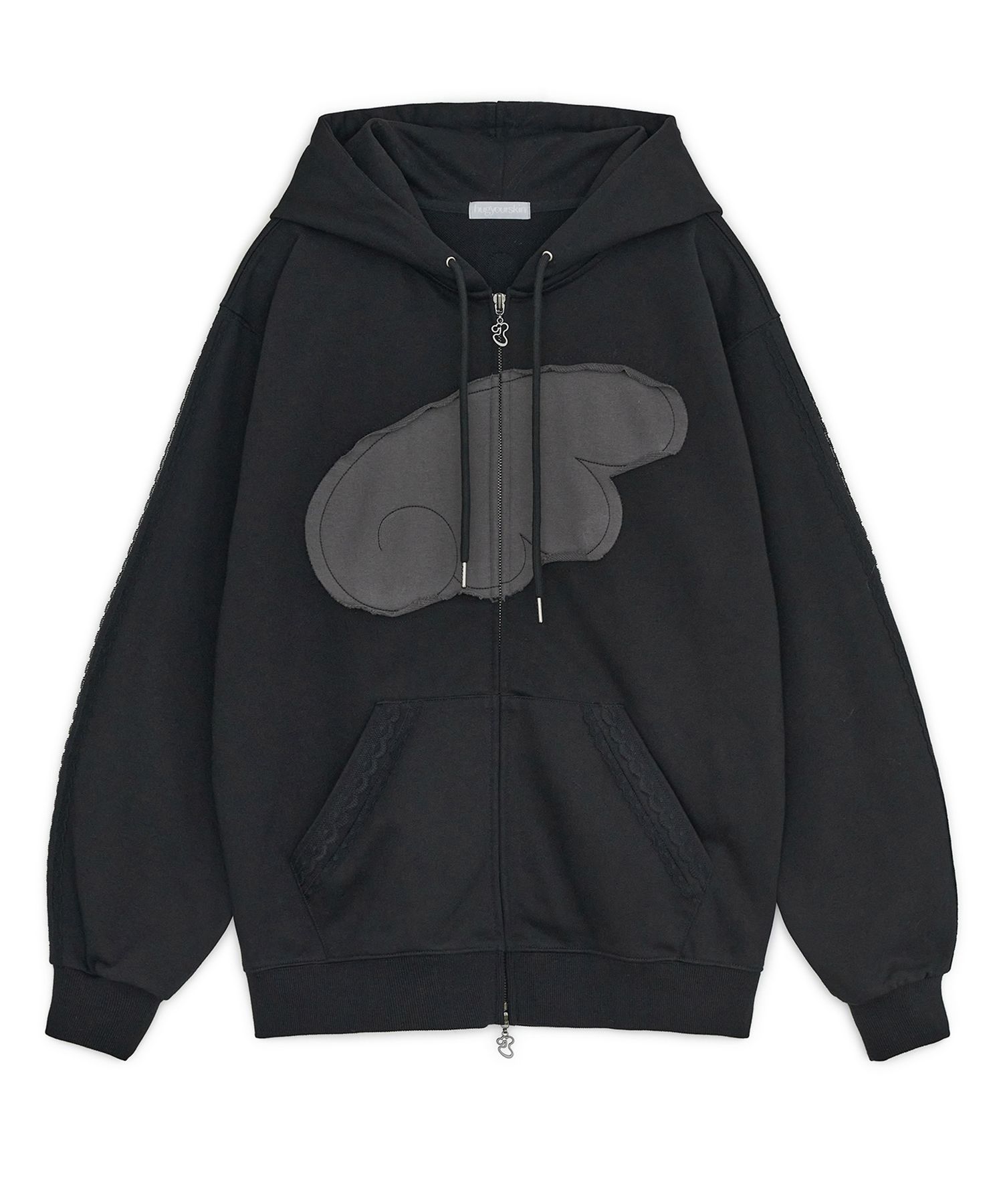 トップス hug your skin Angel wing hoodie zip-up MUSINSA | HUG YOUR SKIN Angel wing hoodie zip-up (Black)