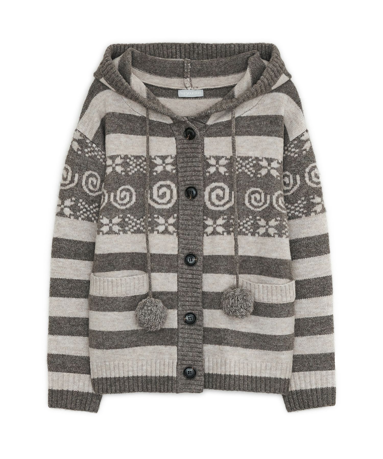 トップス HUG YOUR SKIN Angel wing pom-pom hooded MUSINSA | HUG YOUR SKIN Angel wing hooded pom-pom cardigan (Brown)
