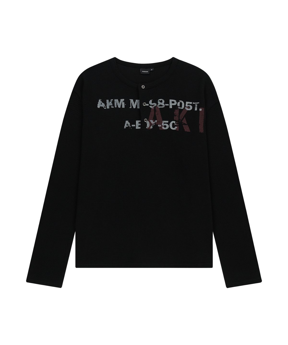 아캄(AAKAM) Waffle Henry Neck Long Sleeve (Black)