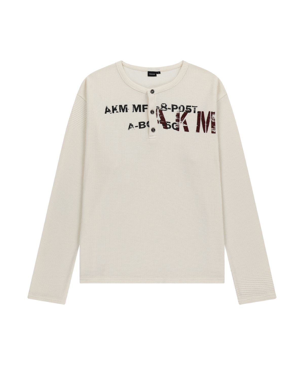 아캄(AAKAM) Waffle Henry Neck Long Sleeve (Ivory)