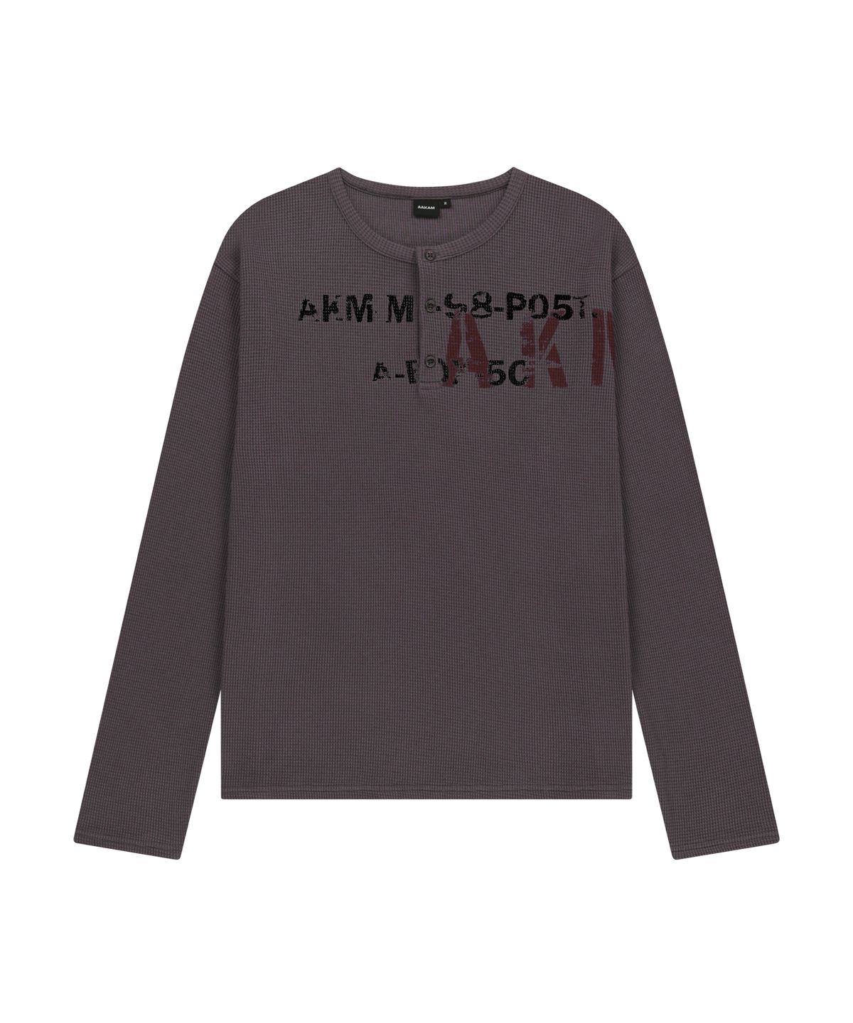 아캄(AAKAM) Waffle Henry Neck Long Sleeve (Brown)