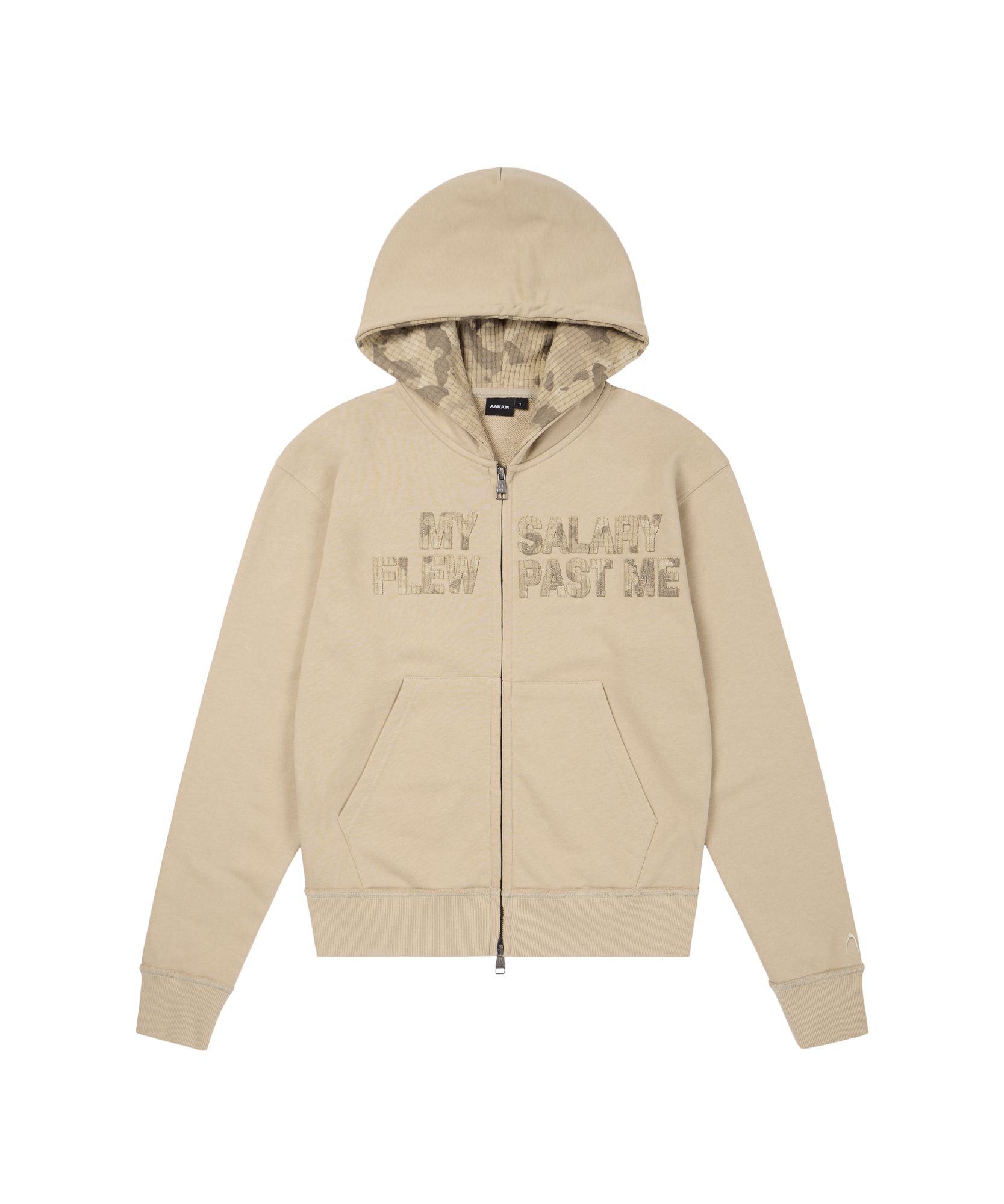 AAKAM　Contrast Patch Zip-Up Hoodie MUSINSA | AAKAM Contrast Patch Zip-Up Hoodie (Beige)
