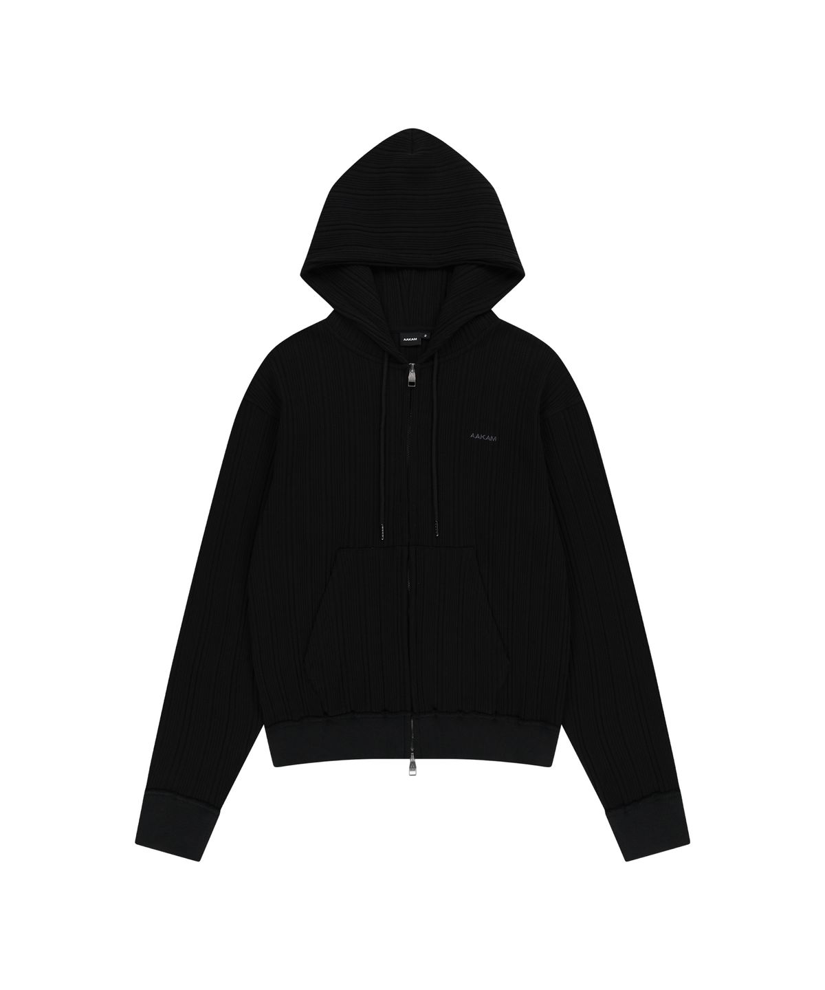 아캄(AAKAM) Knitted Zip-Up Hoodie (Black)