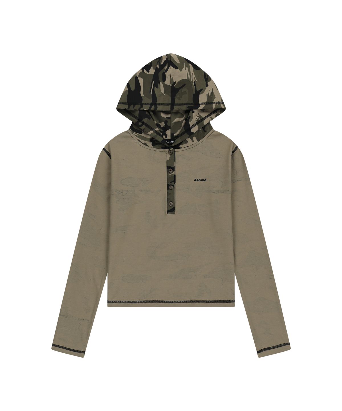 아캄(AAKAM) Camo Contrast Hooded Long Sleeve (Khaki)