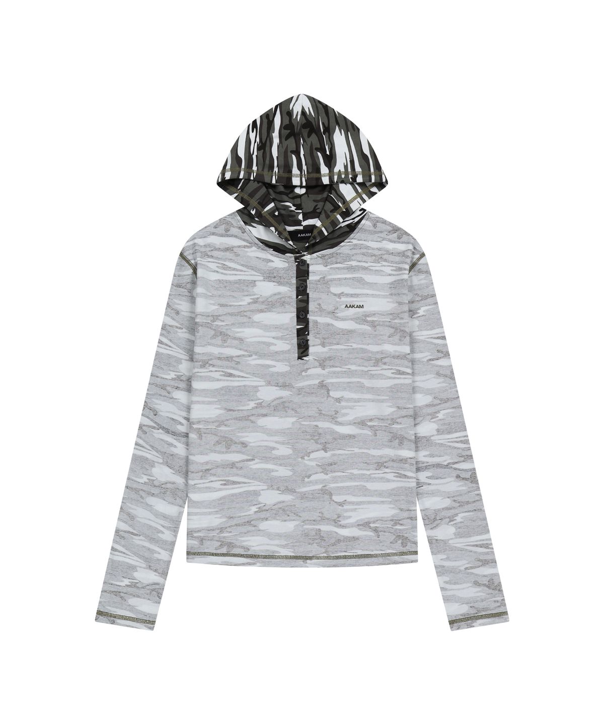 아캄(AAKAM) Camo Contrast Hooded Long Sleeve (White)