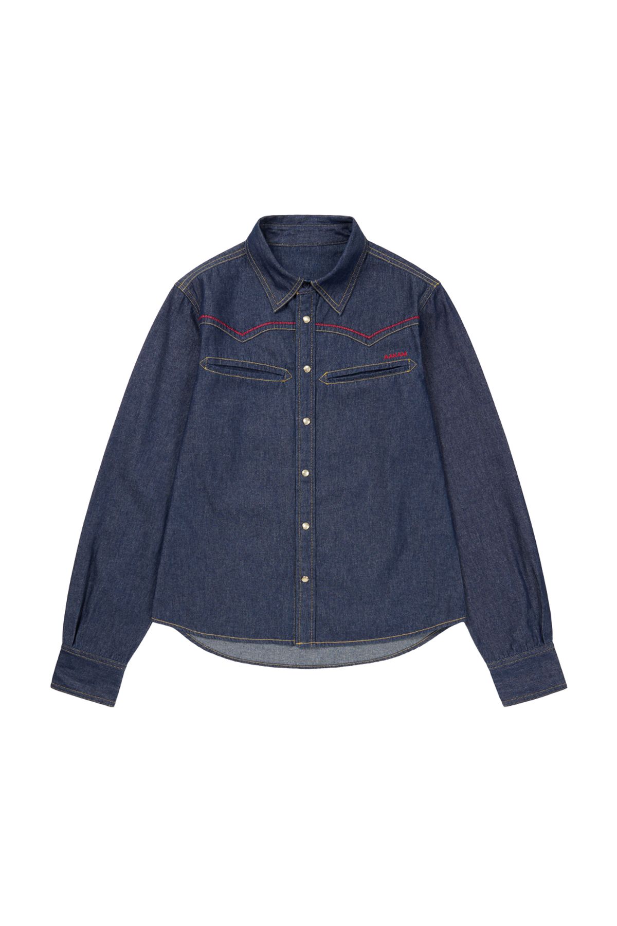 아캄(AAKAM) Stitched Western Denim Shirts (Indigo)
