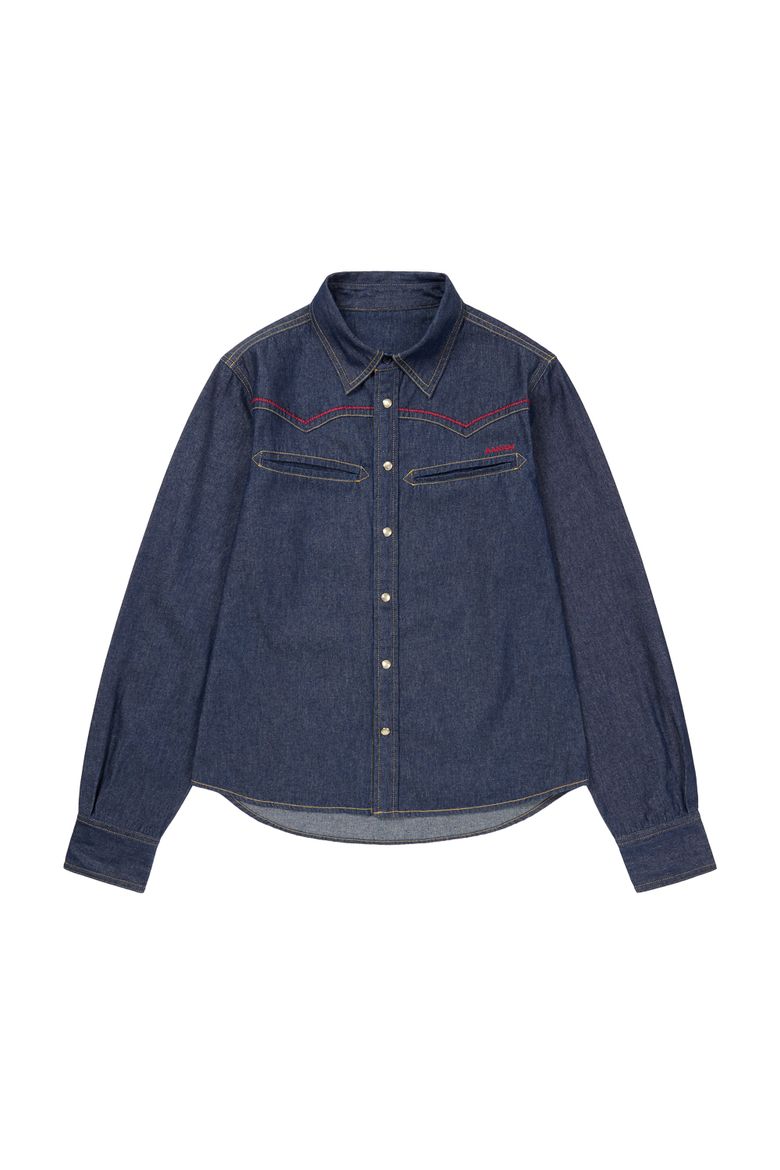 Stitched Western Denim Shirts (Indigo)