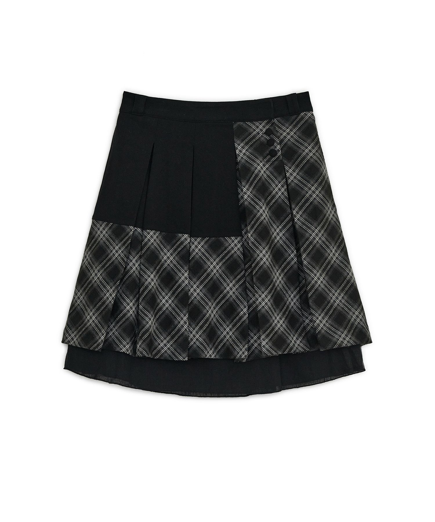 HUGYOURSKIN 新作Check Pleated Midi Skirt MUSINSA | HUG YOUR SKIN Check Pleated Midi Skirt (Black)