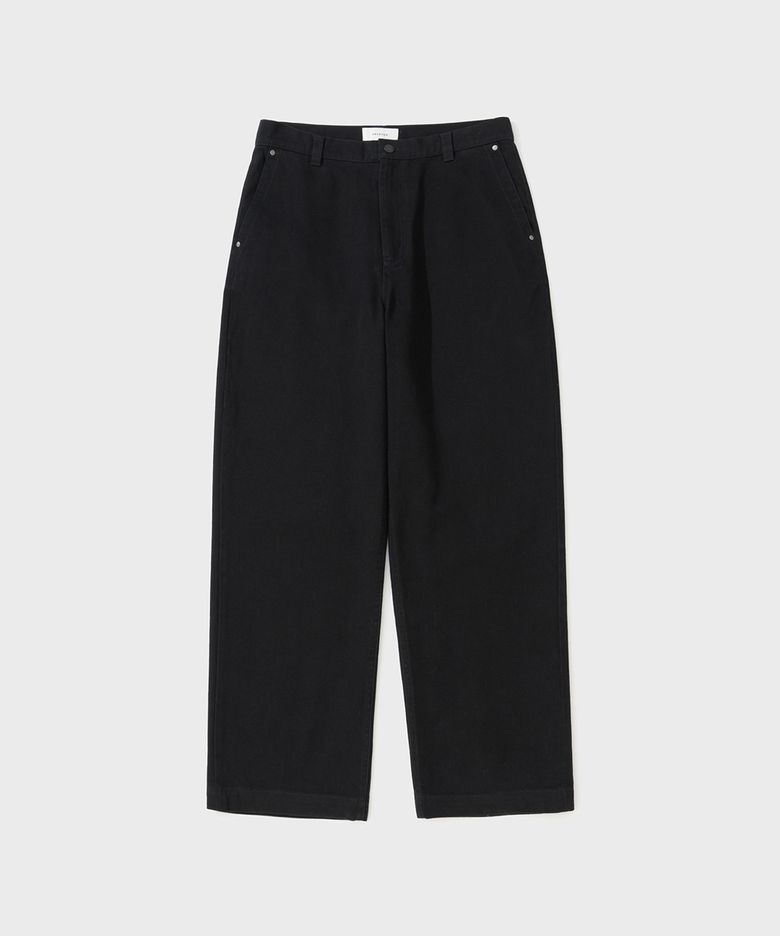 WIDE TAPERED DENIM PANTS (BLACK)