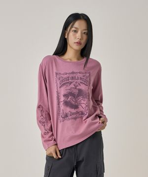 W 빈티지 그래픽 롱슬리브 다크핑크