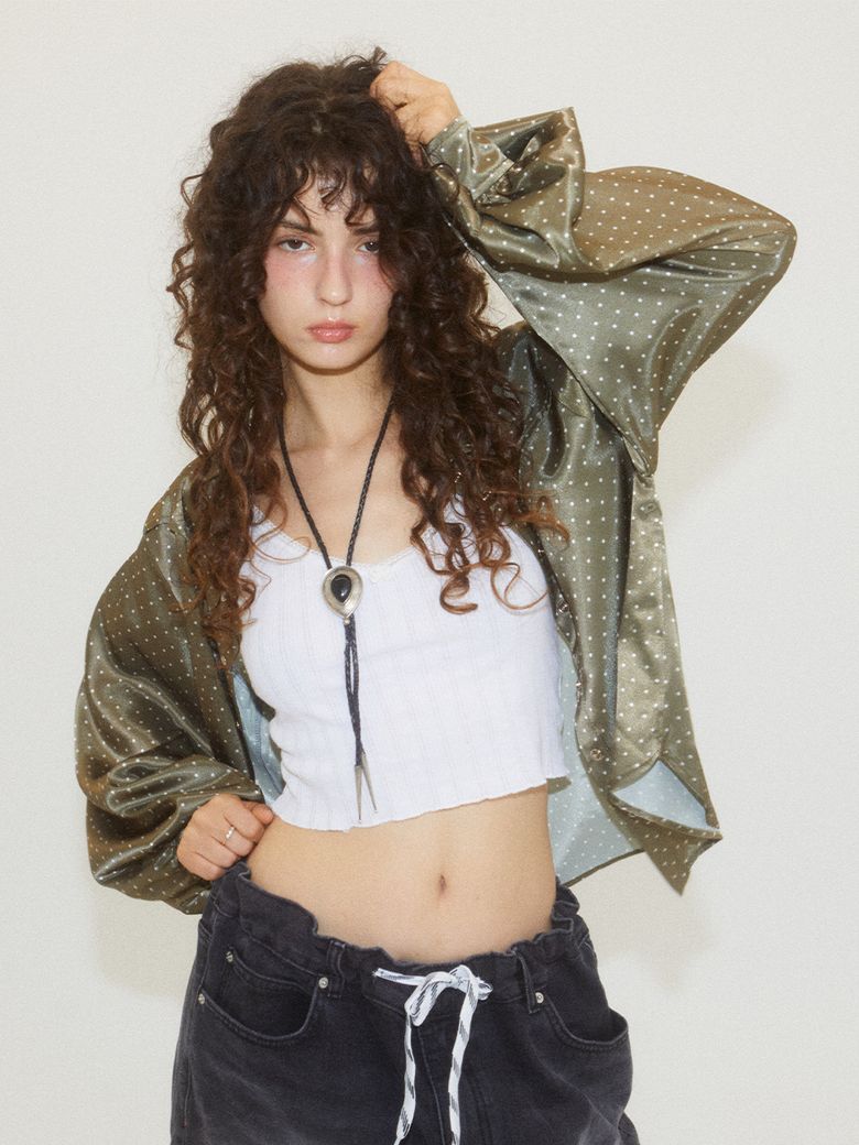 SATIN RODEO POLKA BLOUSE KHAKI