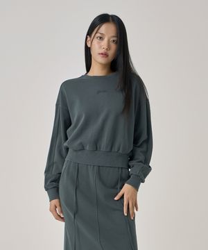 W 빈티지 스트링 스웻셔츠 다크그레이