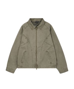 Incision Studded Cotton Jacket (Khaki)
