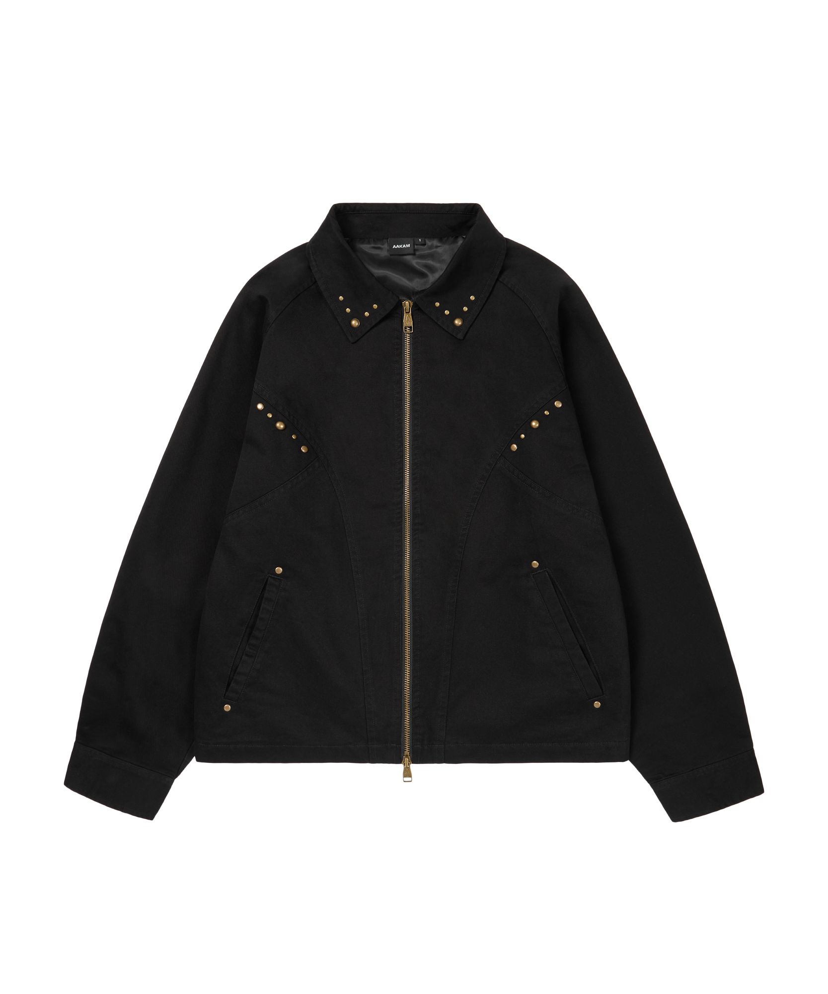 MUSINSA公式 | AAKAM Incision Studded Cotton Jacket (Black)