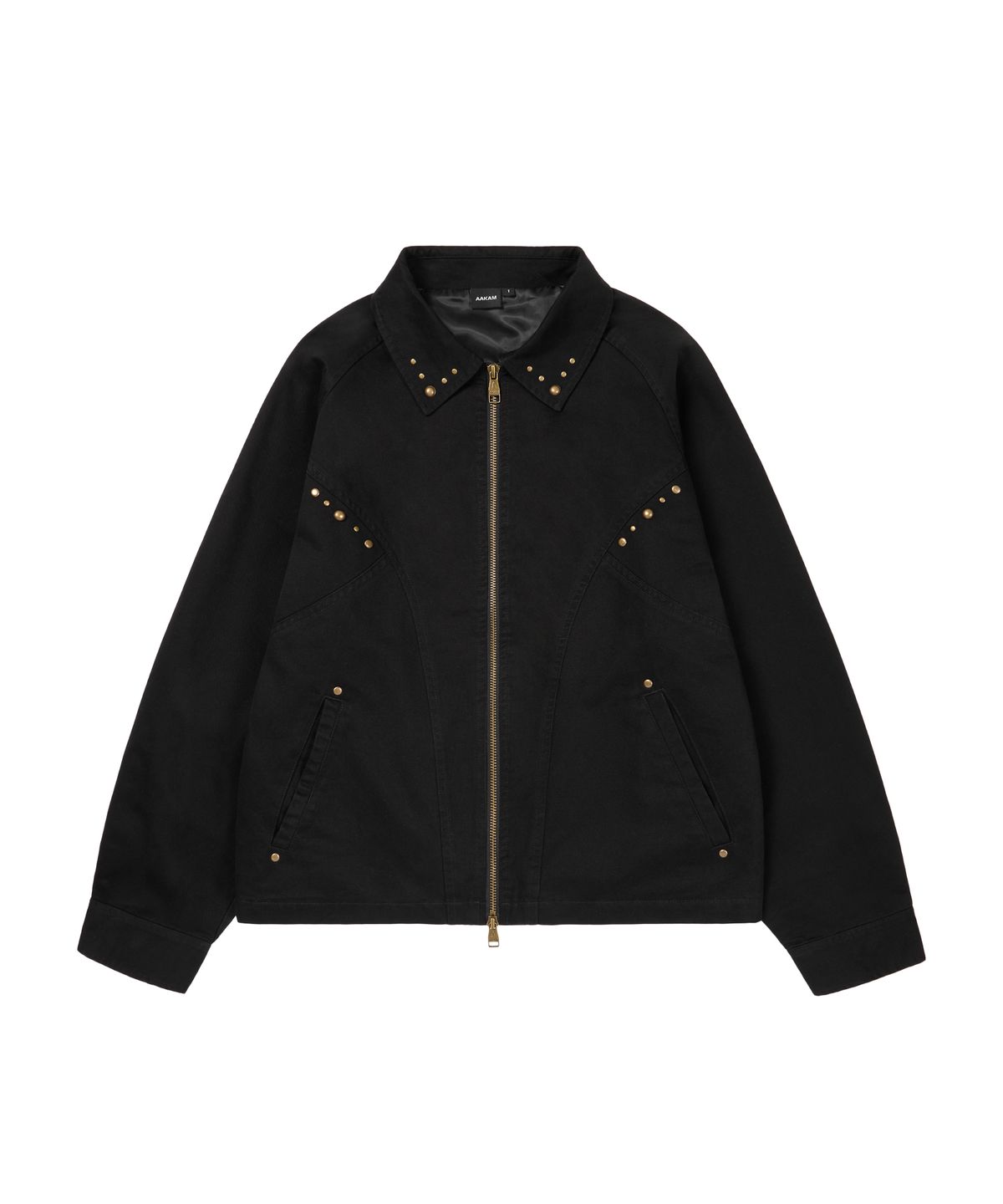 아캄(AAKAM) Incision Studded Cotton Jacket (Black)