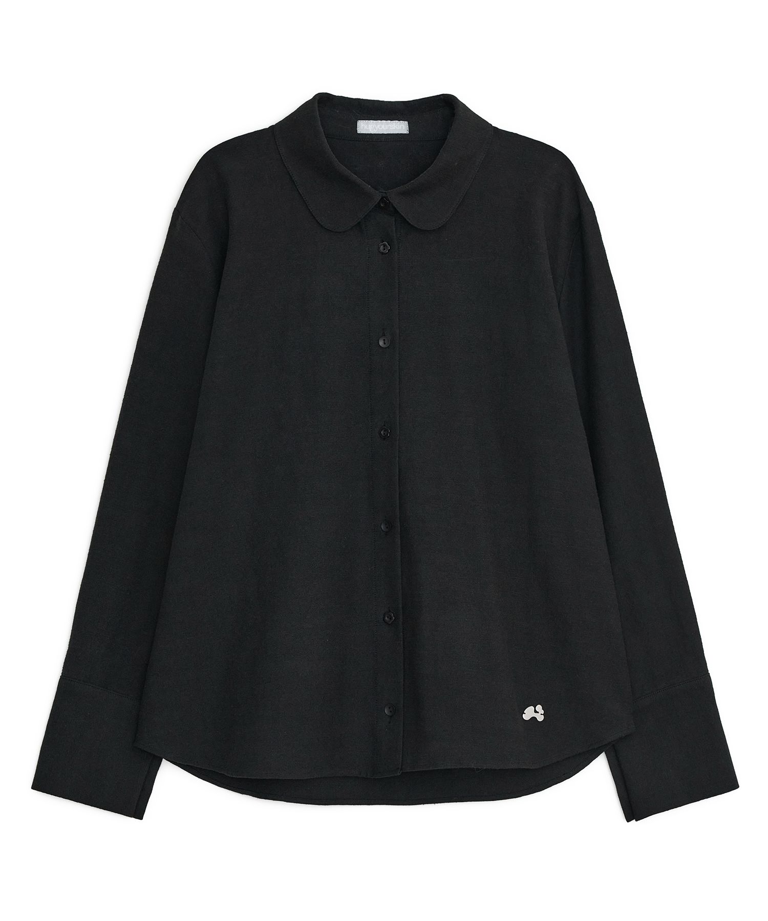 MUSINSA | HUG YOUR SKIN Signature round collar shirts (Black)