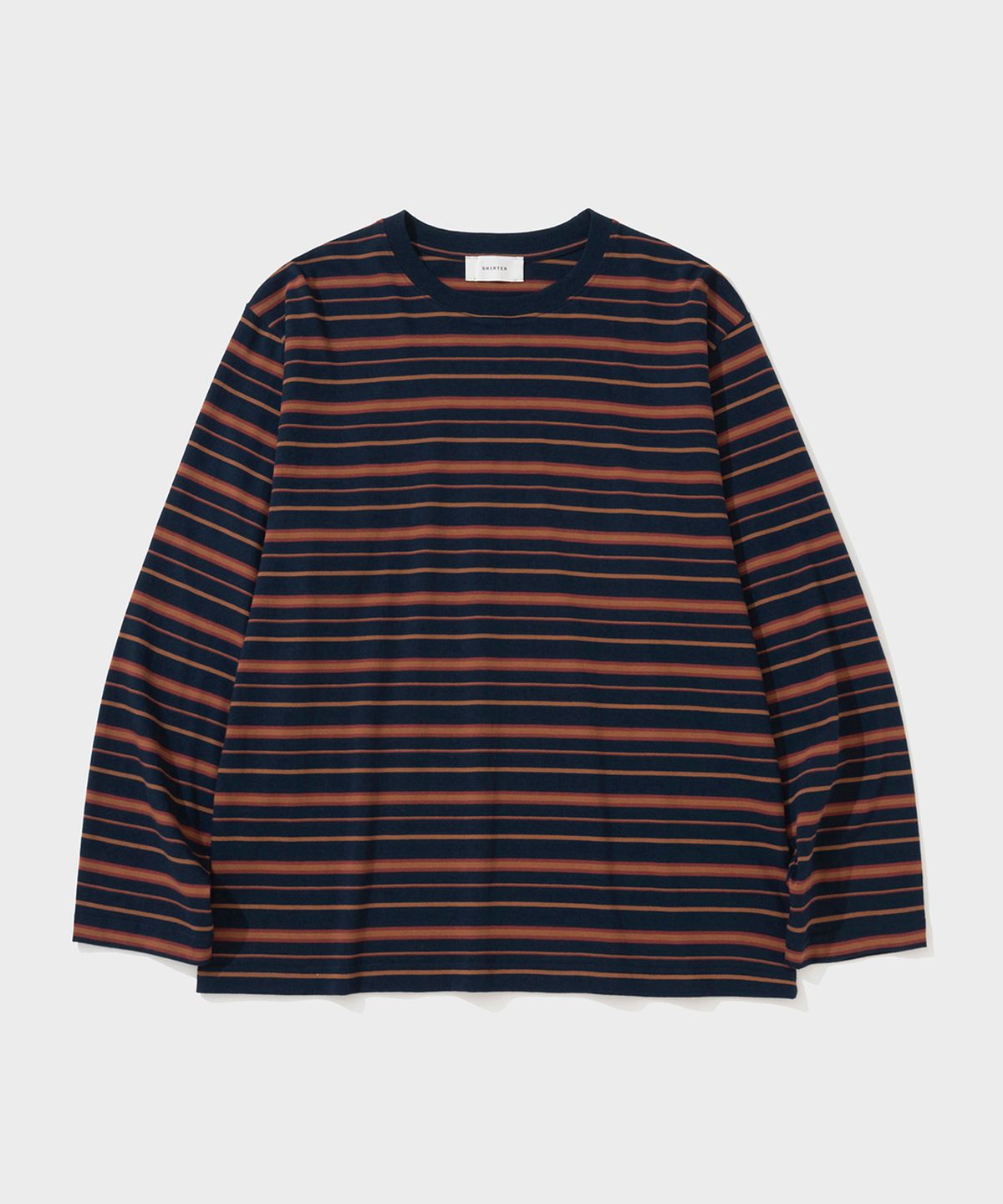 셔터(SHIRTER) FINE STRIPE LS T-SHIRT (NAVY BROWN)