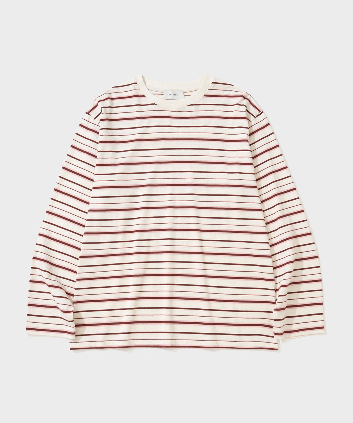 셔터(SHIRTER) FINE STRIPE LS T-SHIRT (IVORY WINE)