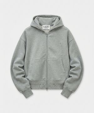 에센셜 실켓 후드 집업 멜란지 그레이