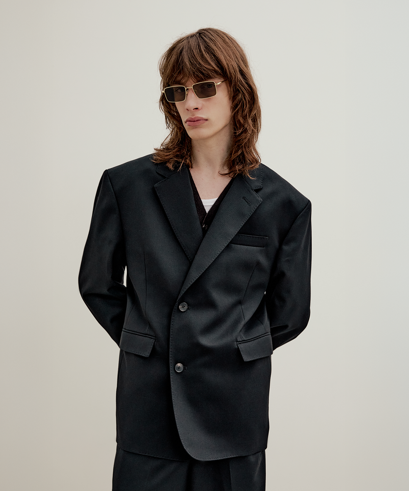 MUSINSA LMOOD L Classic Tailored Wool Blazer Black