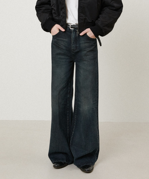 크루져 와이드 플레어 데님 미드나잇블루