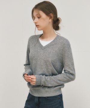 로에 앙고라 블렌드 브이넥 니트_GRAY(WC25-KN44)