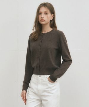 캐시미어 블렌드 레터링 니트 가디건_BROWN(WC25-KN46)