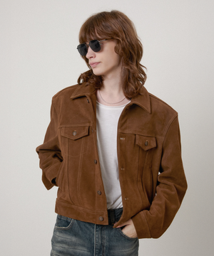 베르크 카우 스웨이드 트러커 자켓 카멜브라운