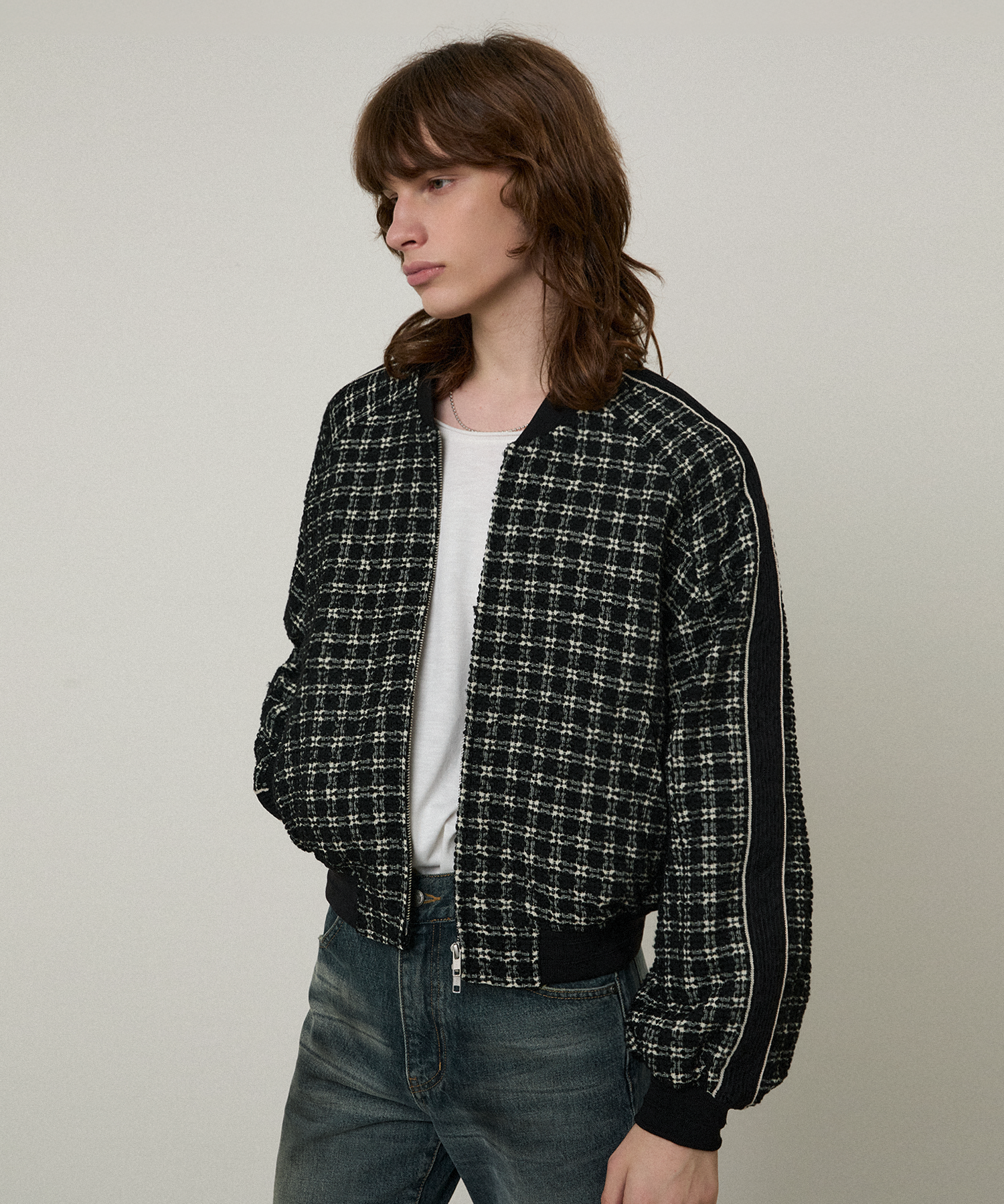 めぎ！Louren tweed puffsleeve blouson Louren✩.*summer tweed puffsleeve blouson