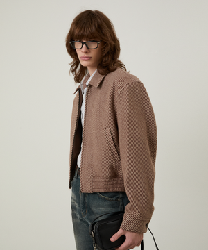 로쉐 울 트윌 블루종 자켓 라떼 브라운