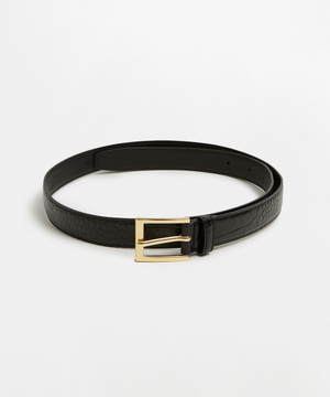 크로커 엠보 레더 벨트 블랙