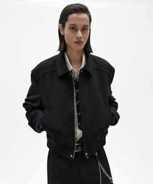 마티오 울 개버딘 블루종 자켓 블랙