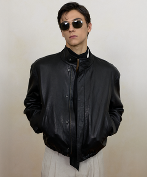 모나크 레더 블루종 자켓 블랙