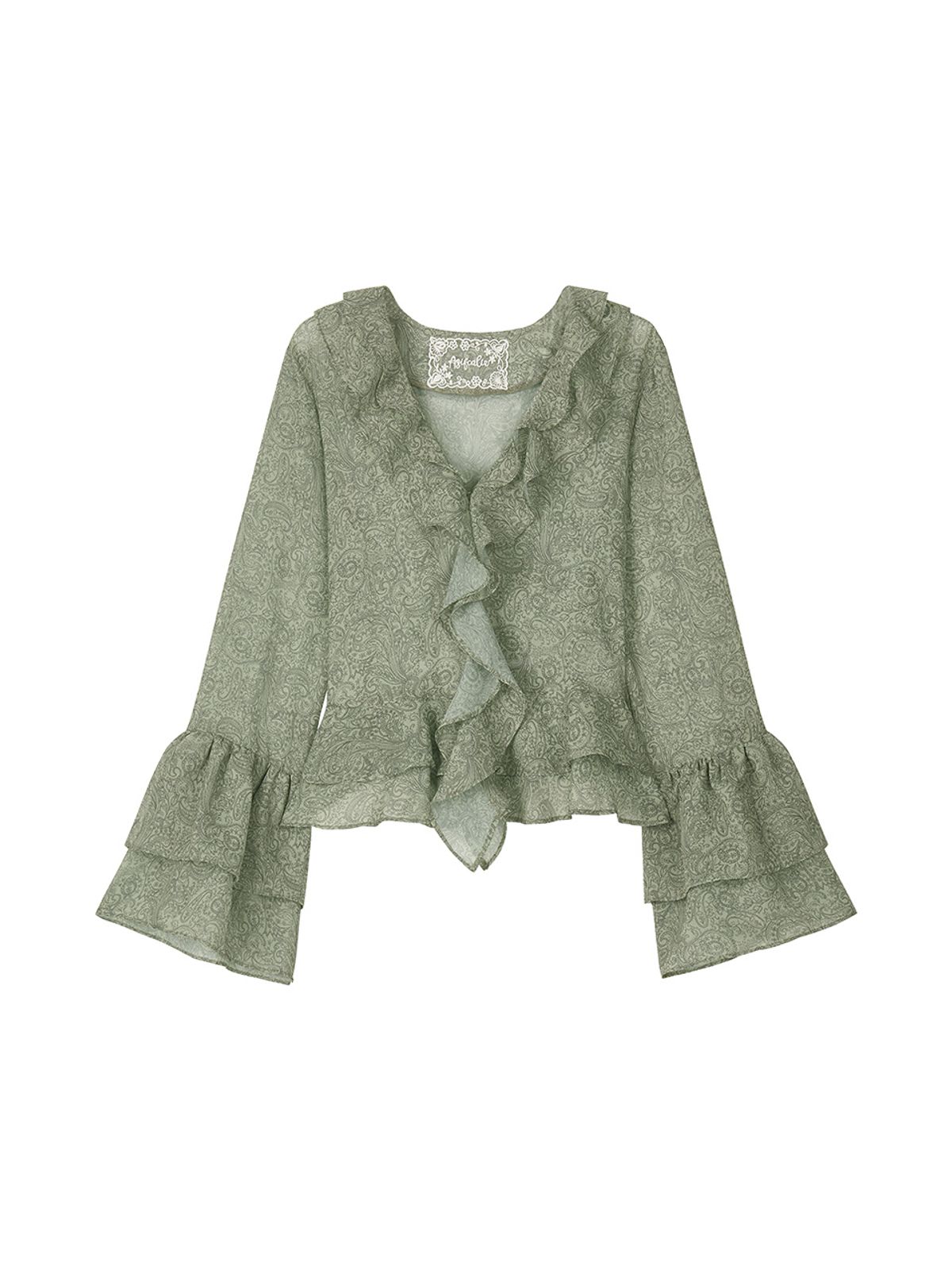 에즈이프 캘리(ASIF CALIE) PAISLEY RUFFLE BLOUSE KHAKI