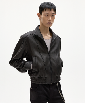 세인트 램스킨 레더 보머 자켓 블랙