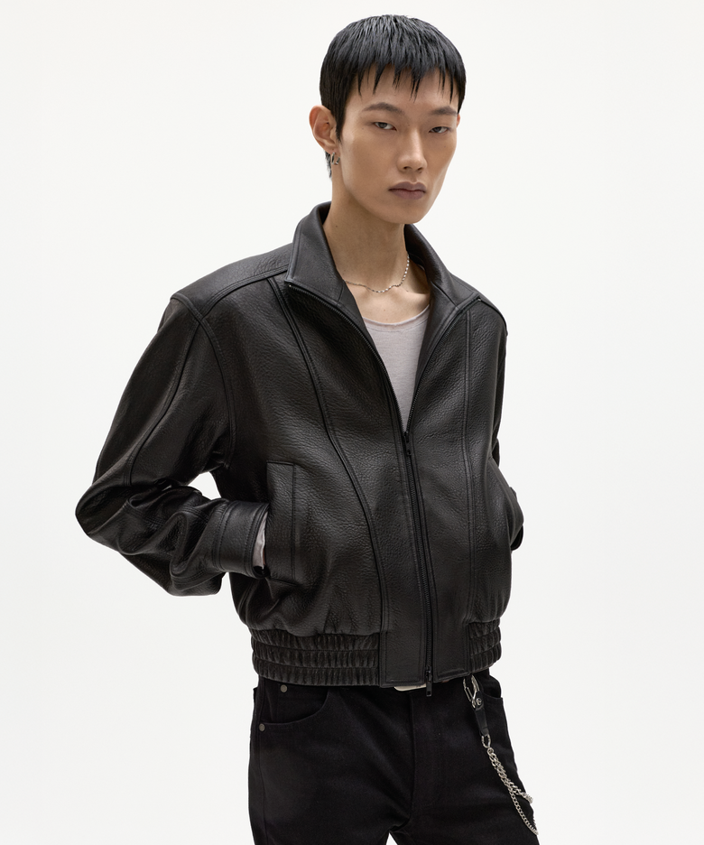 세인트 램스킨 레더 보머 자켓 블랙