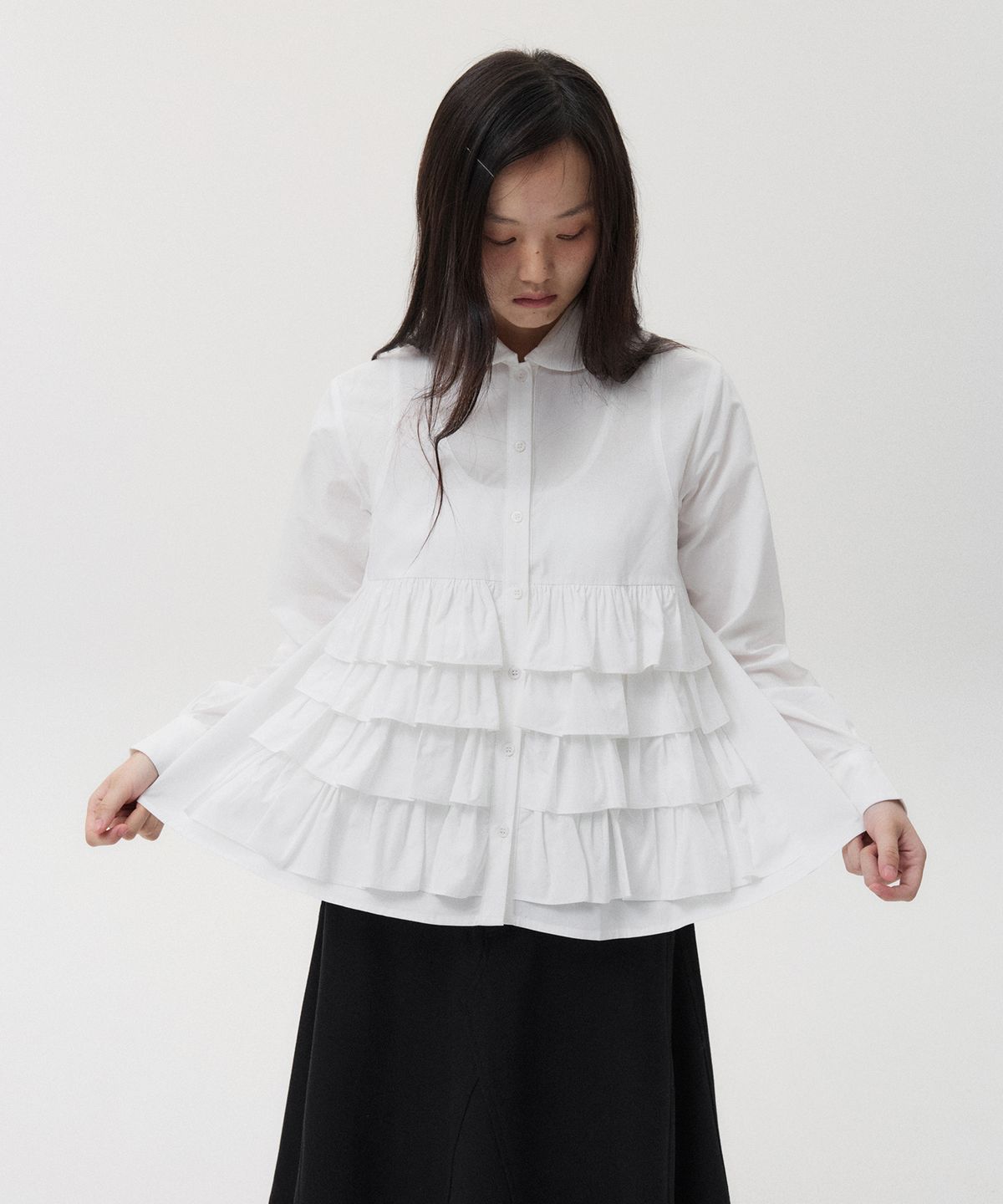 오헤시오(OHESHIO) CANCAN FRILL BLOUSE, WHITE