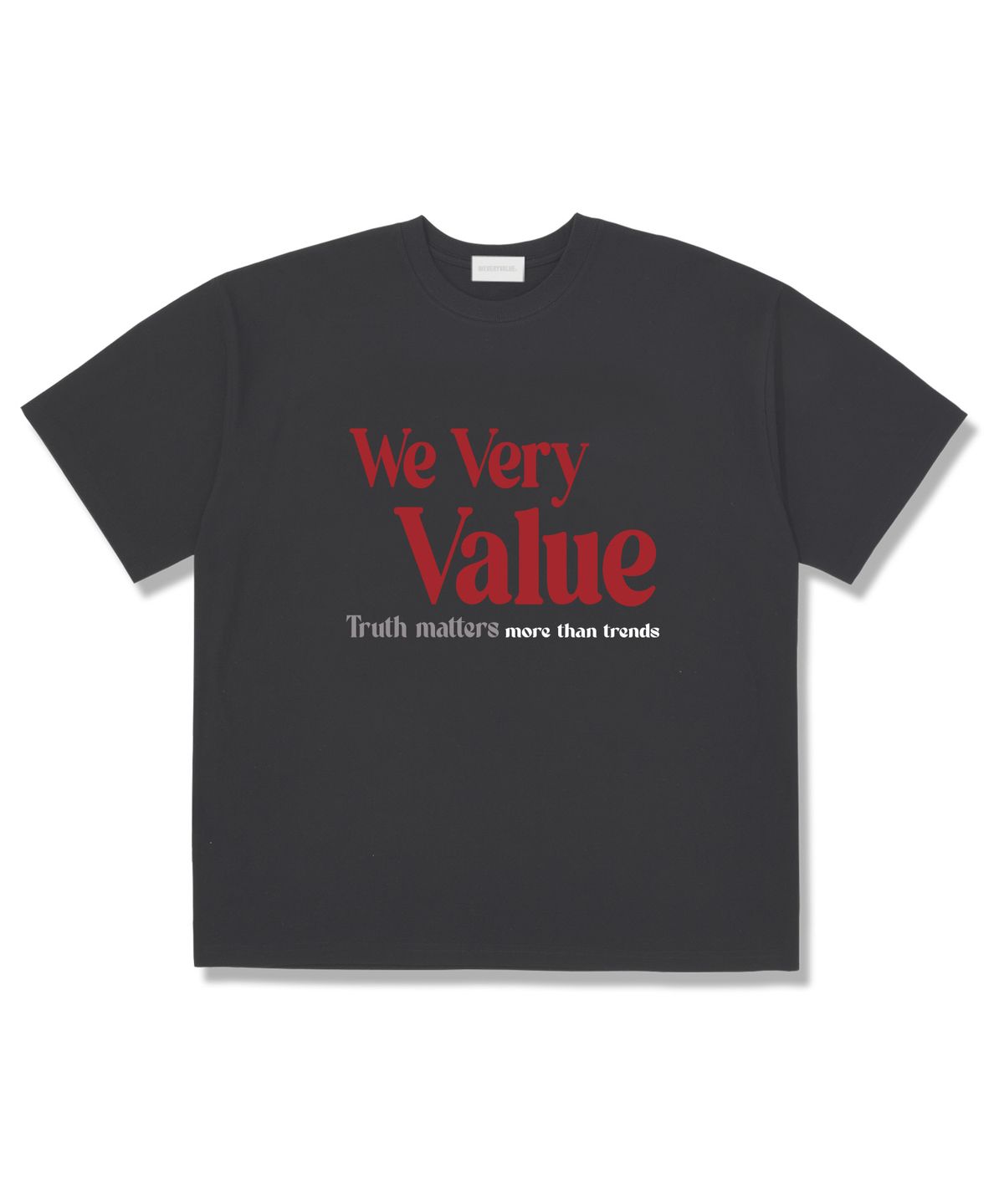 위베리벨류(WEVERYVALUE) 트루벨류 오버핏 반팔티셔츠 다크그레이