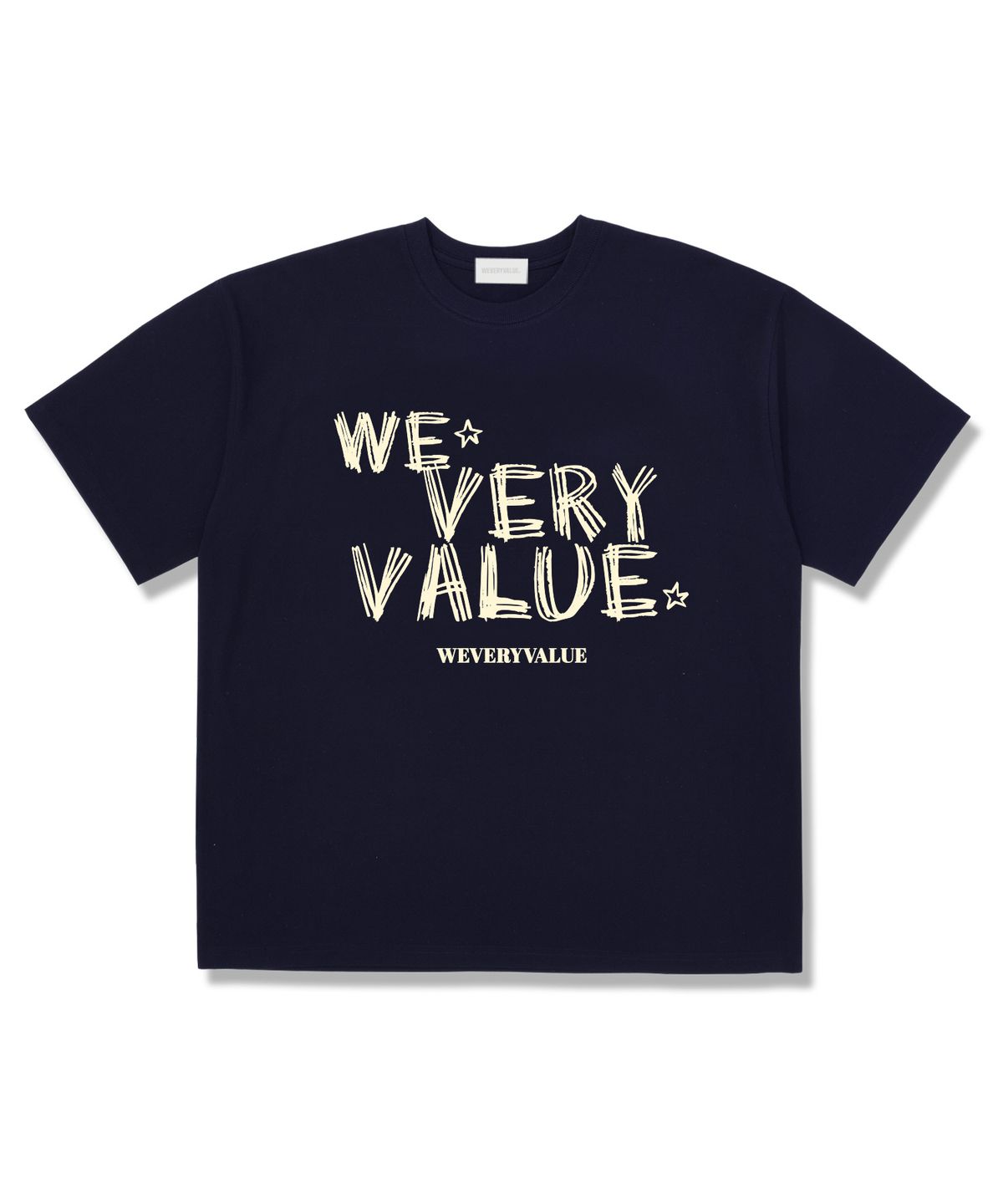 위베리벨류(WEVERYVALUE) 베리아 오버핏 반팔티셔츠 네이비