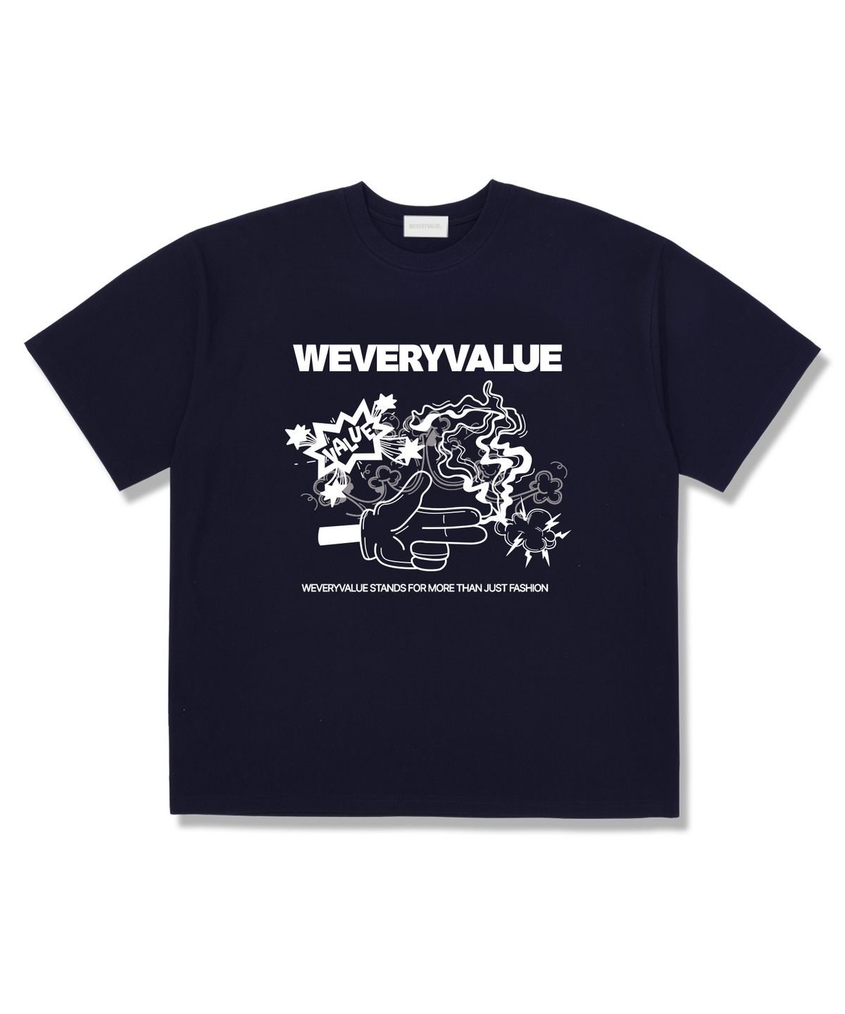위베리벨류(WEVERYVALUE) 스탠즈포모어 오버핏 반팔티셔츠 네이비