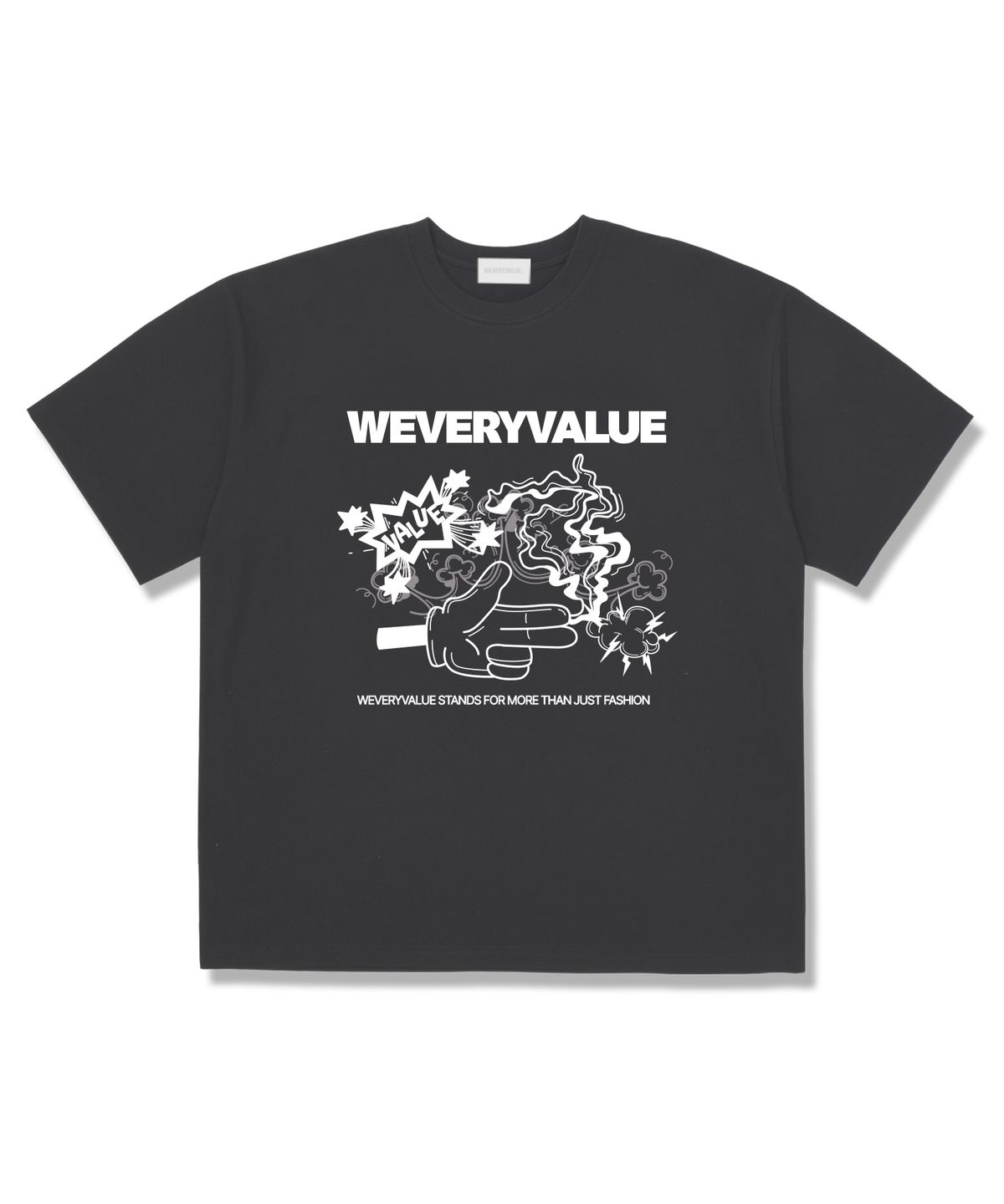 위베리벨류(WEVERYVALUE) 스탠즈포모어 오버핏 반팔티셔츠 다크그레이