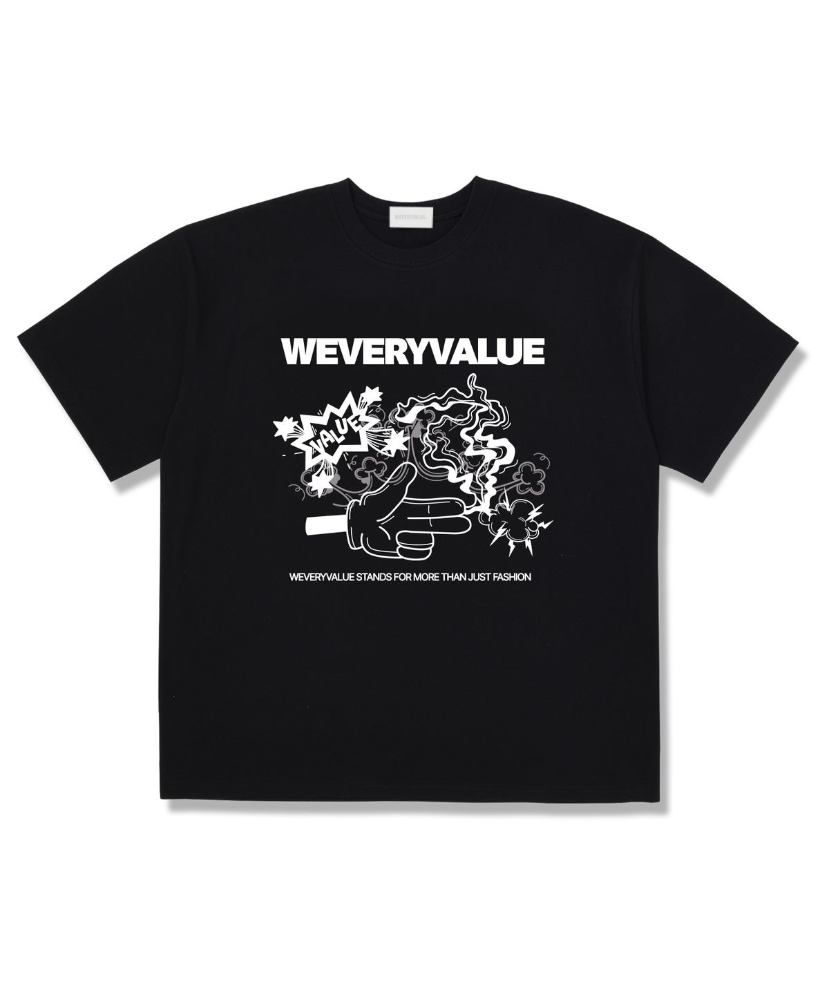 위베리벨류(WEVERYVALUE) 스탠즈포모어 오버핏 반팔티셔츠 블랙