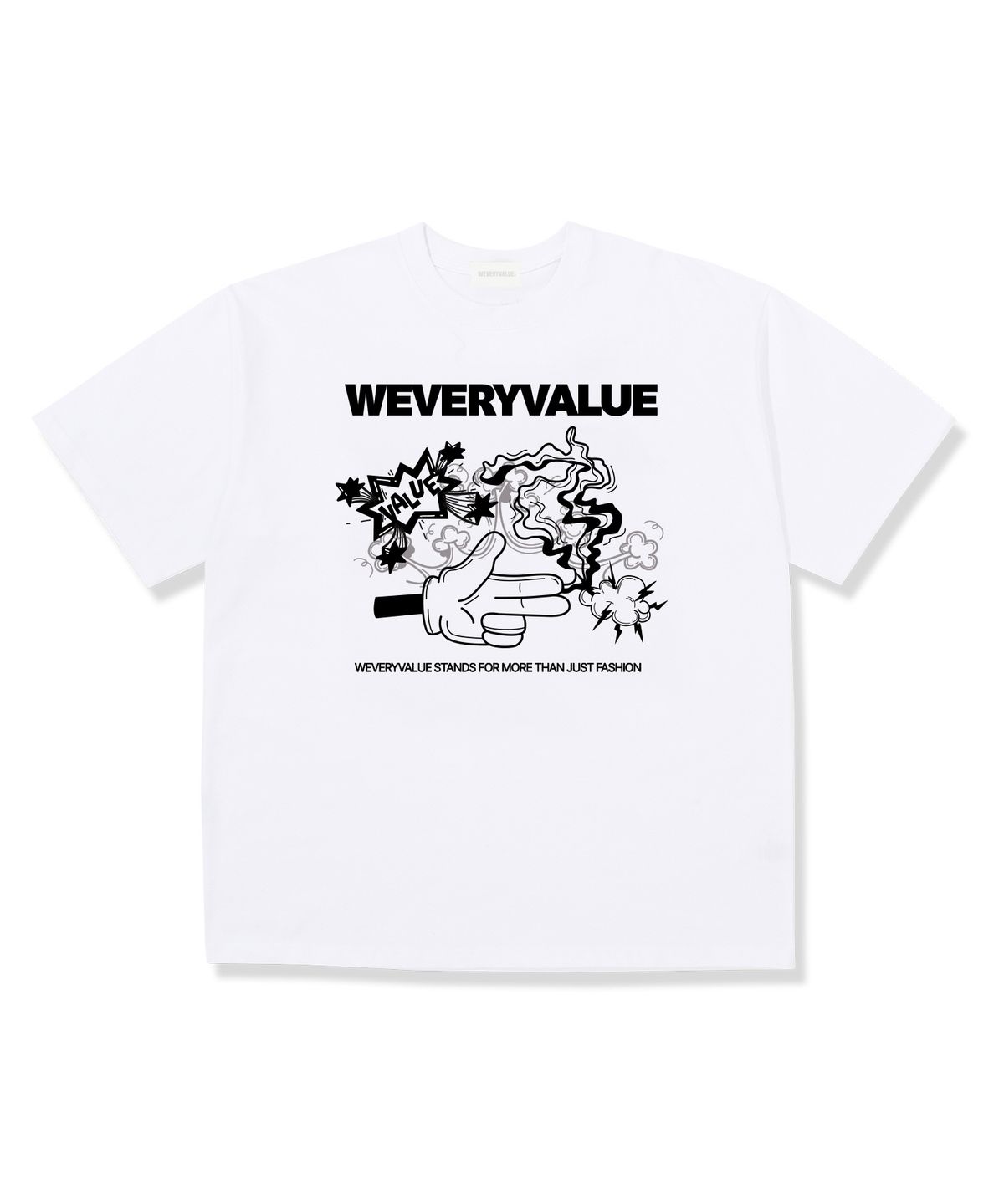 위베리벨류(WEVERYVALUE) 스탠즈포모어 오버핏 반팔티셔츠 화이트